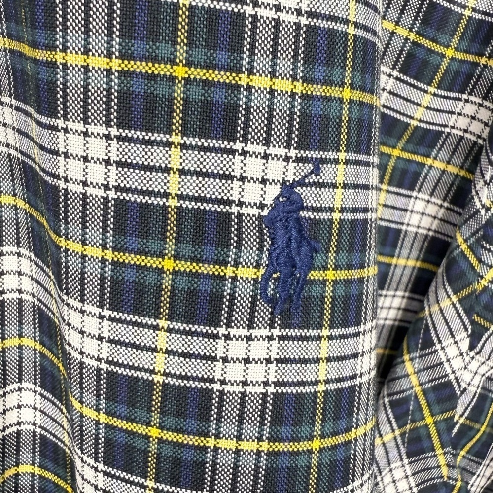 Ralph Lauren Dress Shirt Blue Plaid Button Up Embroidered 100% Cotton Oxford 2XB - Picture 3 of 4